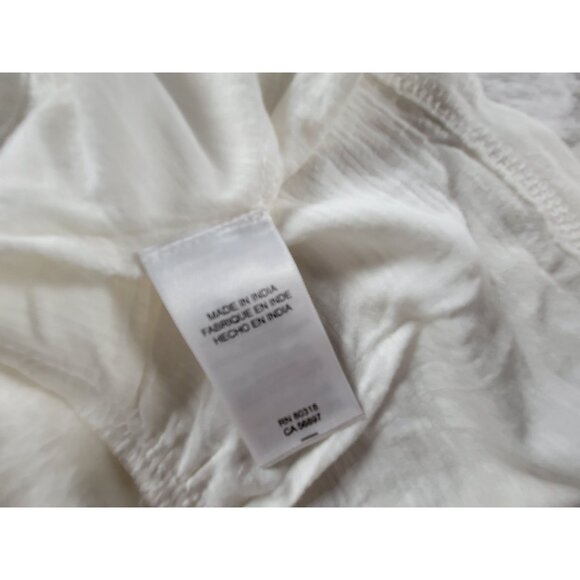 Lucky Brand Womens White Embroidered Ruffle Sleeve Top Medium Cotton Blend New - Picture 5 of 9
